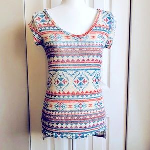 Geometric Print Knit V-Neck Top 💗 Derek Heart